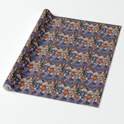 Bichon Frise Trick-or-Treating Halloween Costumes Wrapping Paper