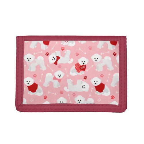 Bichon Frise Valentine Pattern Trifold Wallet