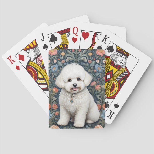 Bichon Frisé William Morris Inspired Floral Poker Cards (Back)