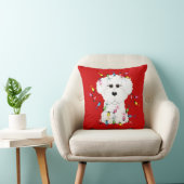 Bichon Frise with Christmas Lights Throw Pillow (Chair)