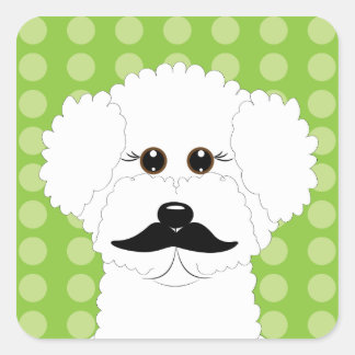 Bichon Frise with Mustache Square Sticker