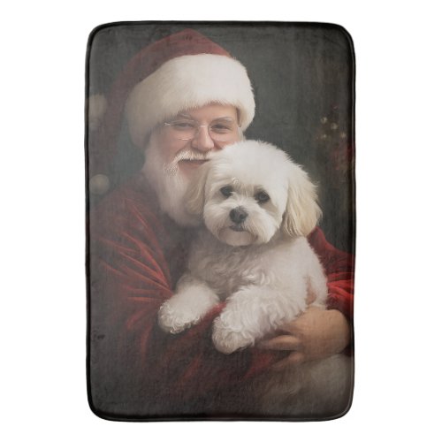 Bichon Frise with Santa Claus Festive Christmas  Bath Mat