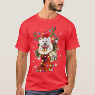 Bichon Frise Xmas Boot Christmas Sock Winter Snow T-Shirt