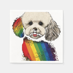 Bichon Gay Pride Dog LGBT Rainbow Flag on Bichon F Napkins
