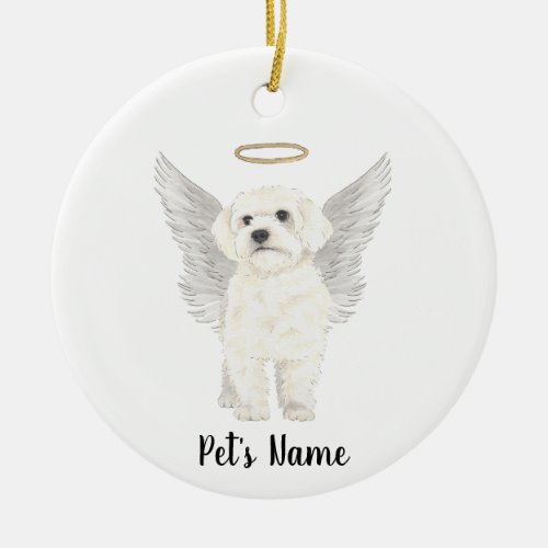 Bichon Havanese Maltese Dog Sympathy Memorial  Ceramic Ornament