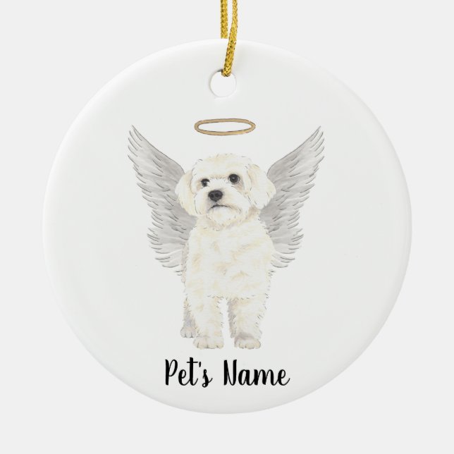 Bichon Havanese Maltese Dog Sympathy Memorial  Ceramic Ornament (Front)