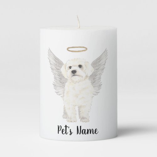 Bichon Havanese Maltese Sympathy Memorial Pillar Candle