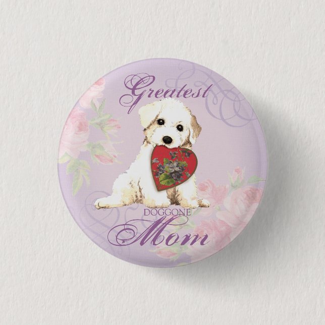 Bichon Heart Mom Button (Front)
