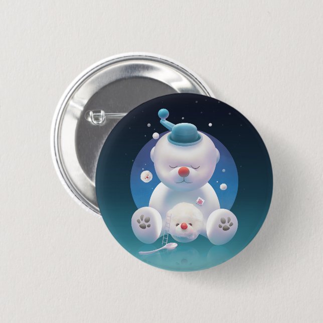 Bichon Ice Shaver Dreamland Button (Front & Back)