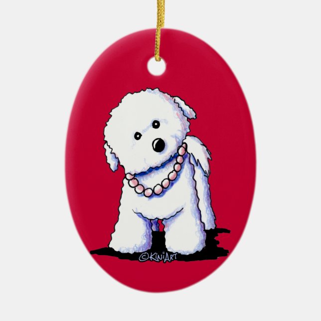 Bichon In Pearls Ornament (Front)