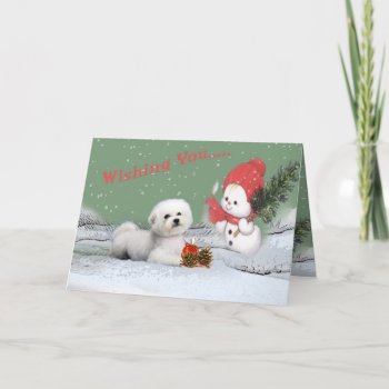 Bichon Wishing You Merry Christmas Cards by friskybiz at Zazzle