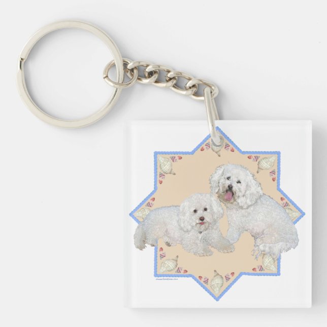 Bichons Beach Days Keychain (Front)