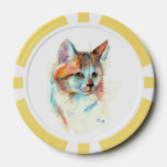 Bicolor Cat Portrait Poker Chips at Zazzle