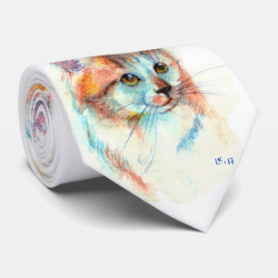 Bicolor cat portrait tie