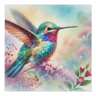 Bicolor Hummingbird 171024AREF131 - Watercolor Faux Canvas Print