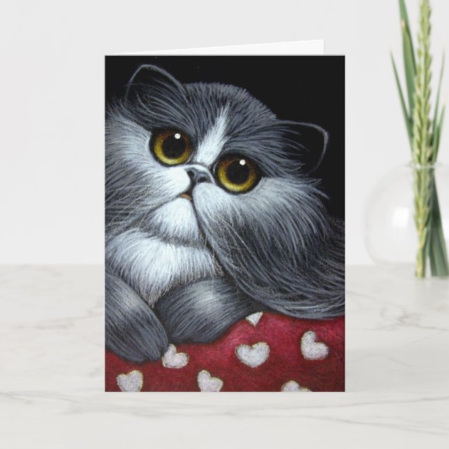BICOLOR PERSIAN CAT - VALENTINE'S Card (Front)