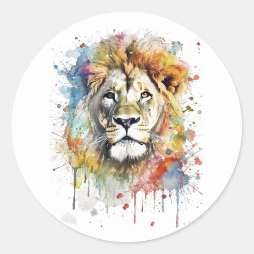 Bicolor The King of Color _ A Majestic Lion Classic Round Sticker