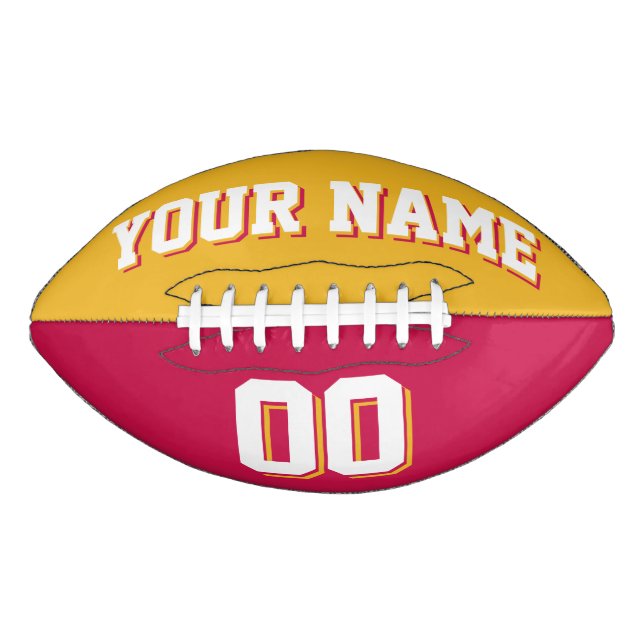BICOLORED Gold And Crimson Red Custom Football (Front)
