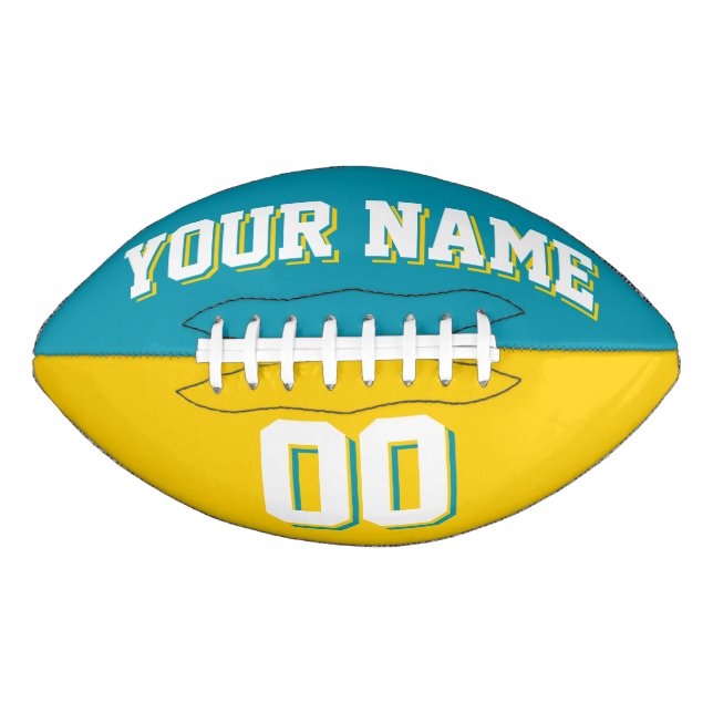 BICOLORED Teal And Golden Yellow Custom Football (Front)