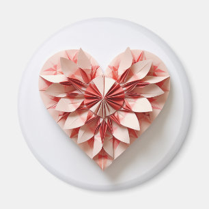Bicolour pink origami heart magnet