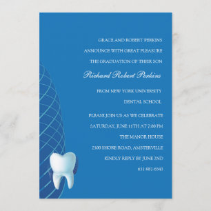 Bicuspid in Blue Dental School Graduation  Invitat Invitation