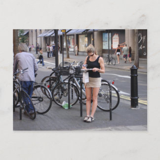 Bicycle a miniskirt postcard