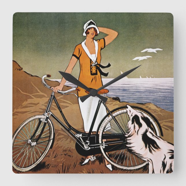Bicycle Ad, 1925 Square Wall Clock (Front)