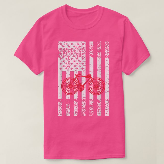 Bicycle American Flag 4th of July Patriotic  T-Shirt (Design Front)