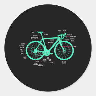 Bicycle Anatomy Bike Parts Vertical Cycling Classic Round Sticker