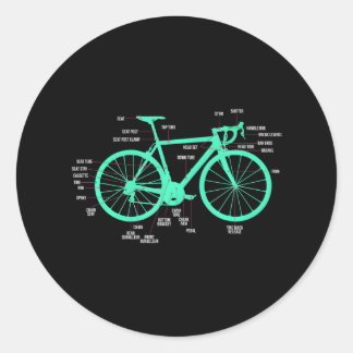 Bicycle Anatomy Bike Parts Vertical Cycling Classic Round Sticker