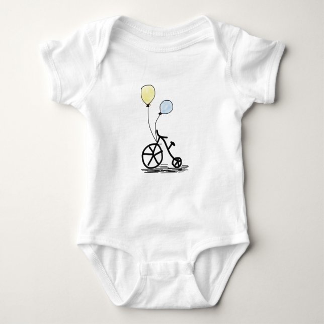 Bicycle and balloons baby bodysuit (Front)