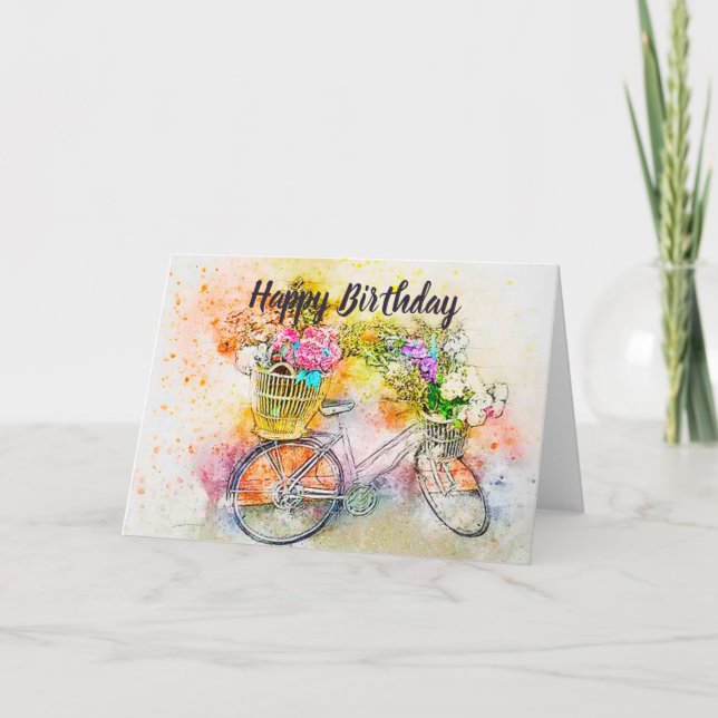 Bicycle and flowers  card (Front)