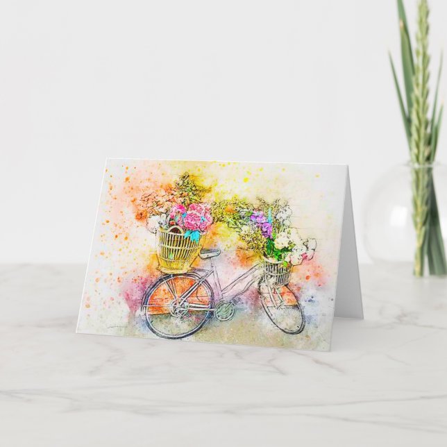 Bicycle and flowers  card (Front)