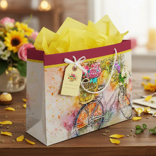 Bicycle and flowers large gift bag