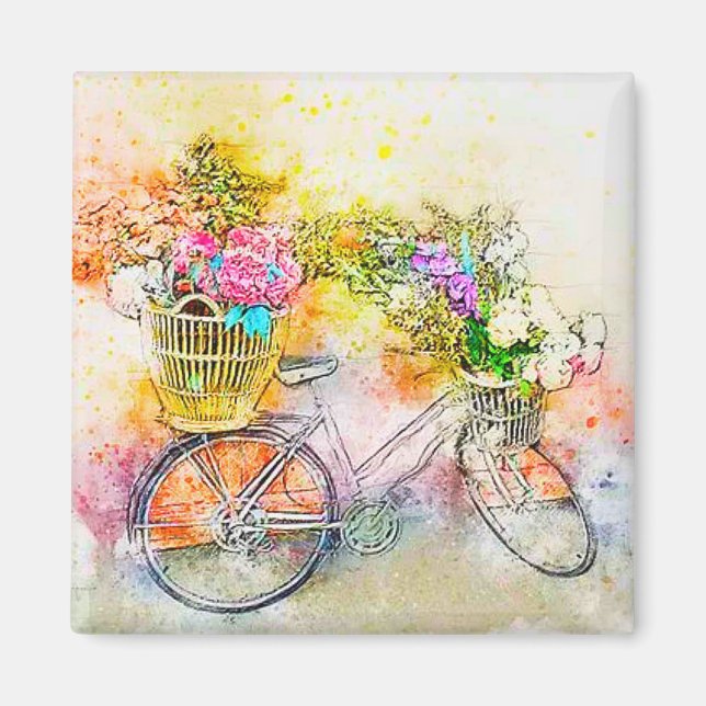 Bicycle and flowers  magnet (Front)