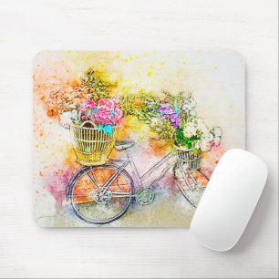 Bicycle and flowers  mouse pad