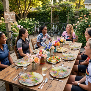 Bicycle and flowers  paper plates