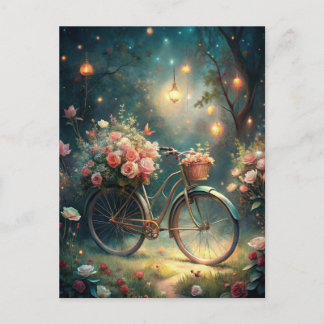 Bicycle and Flowers Postcard