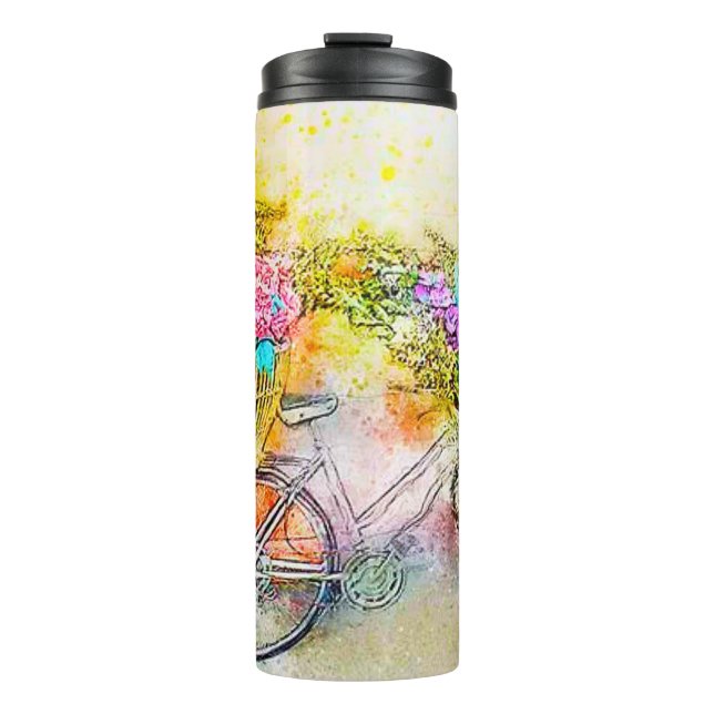 Bicycle and flowers  thermal tumbler (Front)