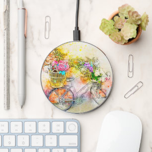 Bicycle and flowers  wireless charger 