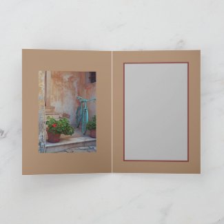 Bicycle And Potted Geranium Folded Greeting Card