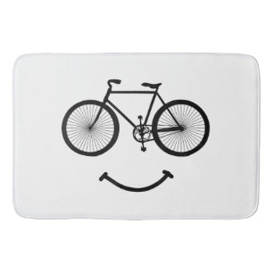 Bicycle and Smile T-Shirt Bicycling Tee Shirt Blac Bath Mat