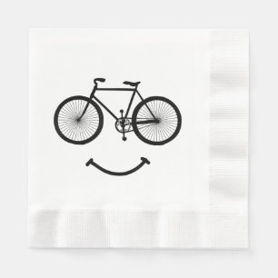 Bicycle and Smile T-Shirt Bicycling Tee Shirt Blac Napkins
