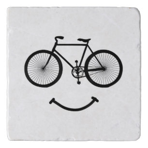 Bicycle and Smile T-Shirt Bicycling Tee Shirt Blac Trivet