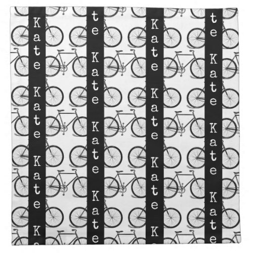 Bicycle Art Pattern Striped CUSTOM NAME  COLOR Cloth Napkin