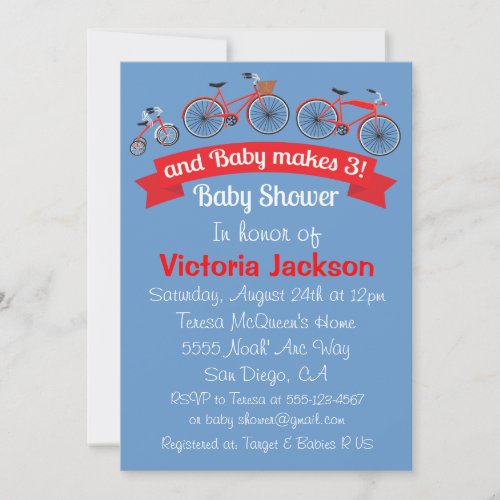 Bicycle Baby Shower Invitation