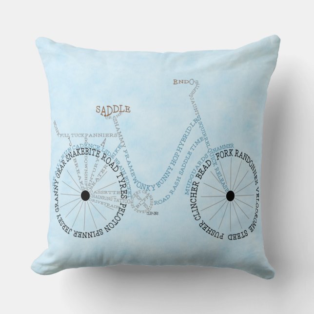 Bicycle Bike Biking Cycling Word Art Throw Pillow (Front)