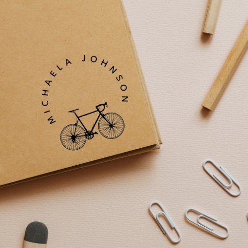 Bicycle Bike Cycling Sport Custom Name Rubber Stamp
