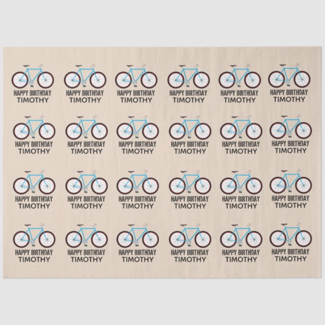 Bicycle Bike Design Birthday Custom Name  Tissue Paper (Front)