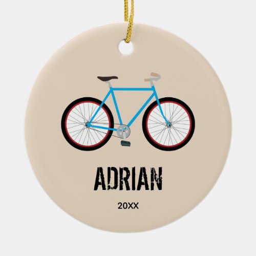 Bicycle Bike Design Custom Name Year Ceramic Ornament